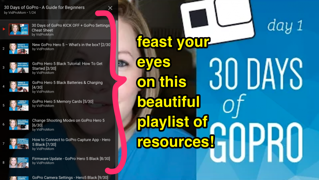  I created an amazing resource for my whole audience. My daily videos were part of a series – 30 Days of GoPro - A Guide for Beginners. I had it planned out, and it’s for total beginners. So I wasn’t vlogging willy-nilly on whatever I could come up with for the day, I was building an amazing resource. So that’s done. Created. Boom. Ready to send my email list. Ready for to help my audience. Ready to create an opt-in for.