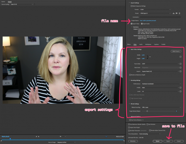 Export In Premiere Pro - How To Edit Videos for YouTube in Premiere Pro (premiere pro tutorial)