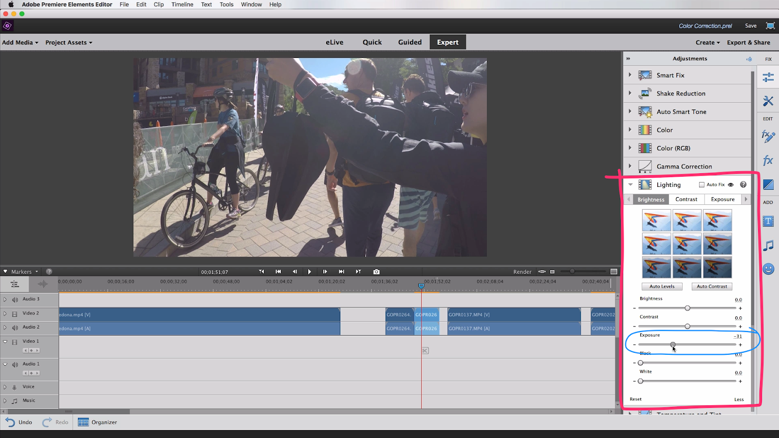 Adjust Exposure In Adobe Premiere Elements 2018