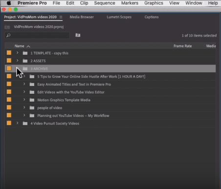 Organizing your folders when creating a new project in Premiere Pro