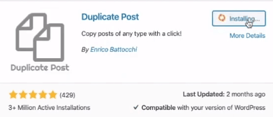 Installing duplicate post plugin