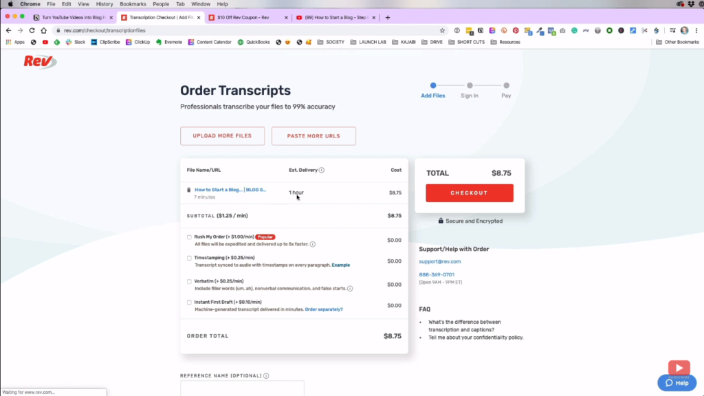 Finalizing your transcription order