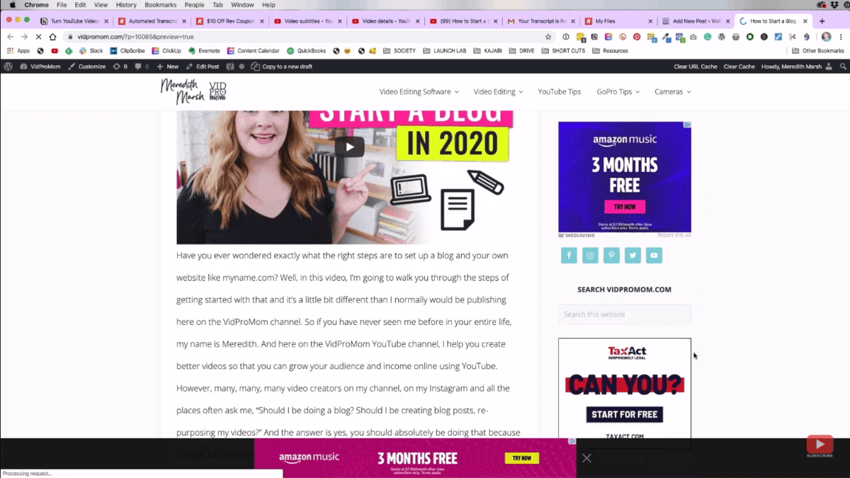 Previewing the draft post on your WordPress site