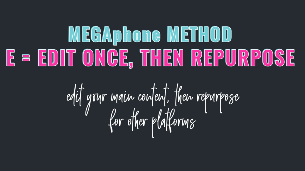 Grow Your Audience Fast using the MEGAphone Method - E = Edit One, then Repurpose