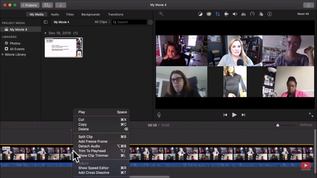 iMovie app interface