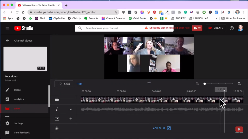 YouTube video editor