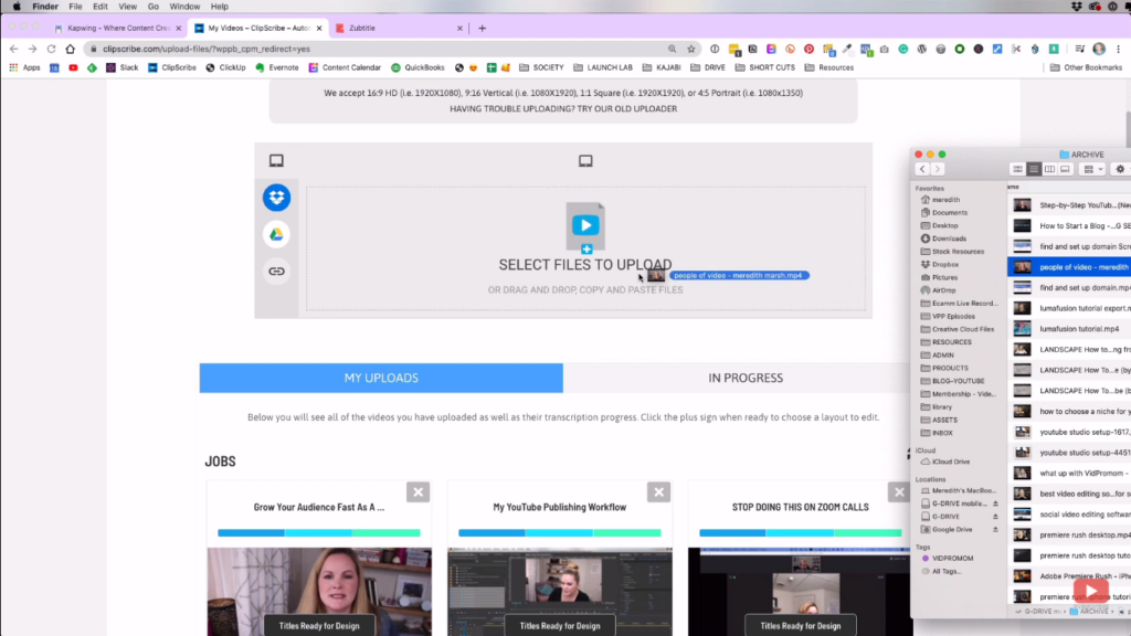 Uploading video to Clipscribe