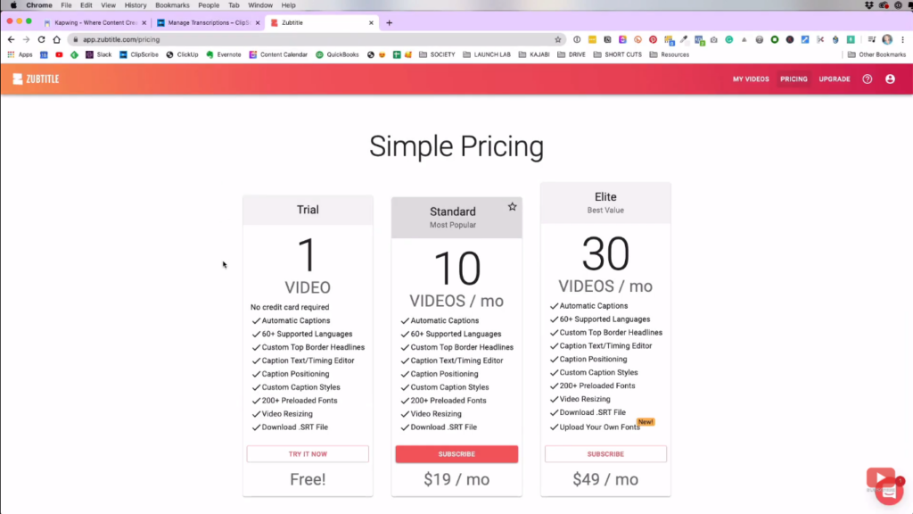 Zubtitle pricing