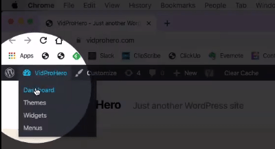 WordPress Dashboard tab button