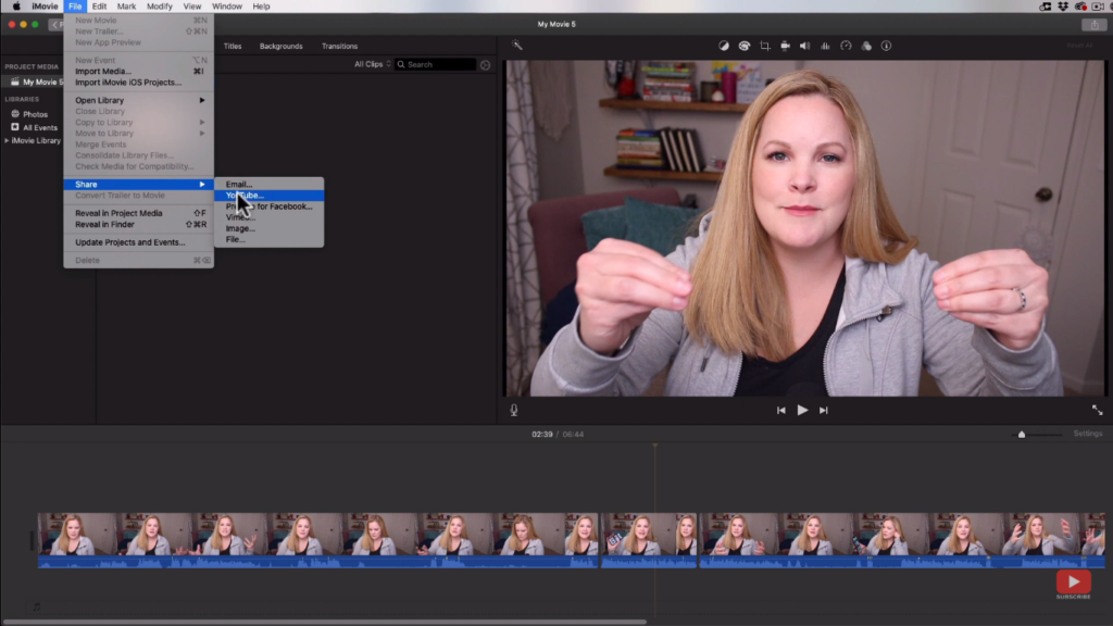 Exporting your video in iMovie