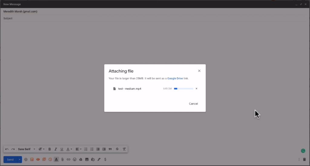 Uploading your video to Google Drive and attaching the link to the email instead