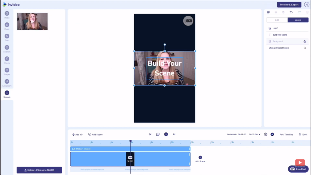 InVideo editor for vertical video