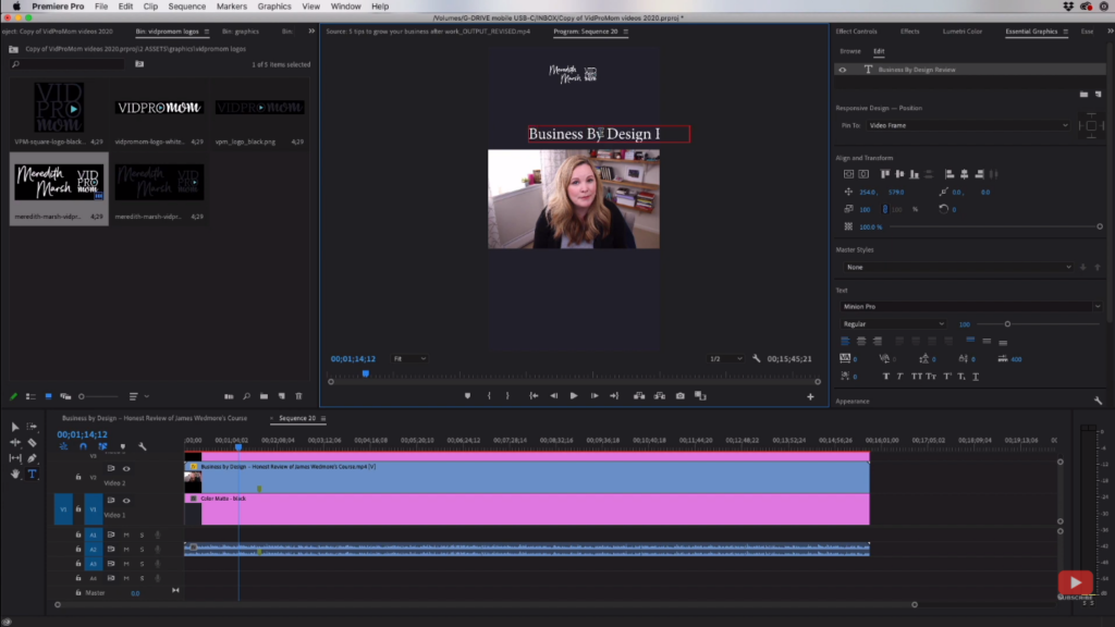 Adding titles and logo in Premiere Pro
