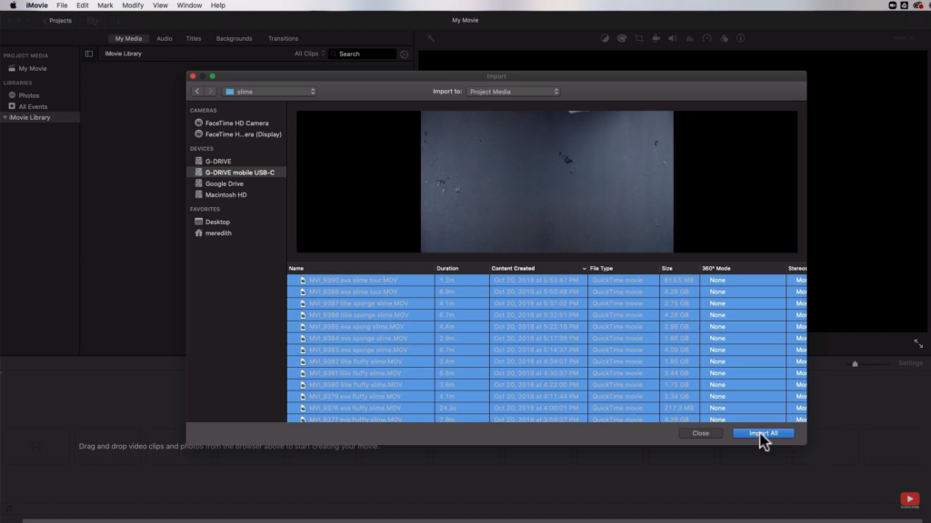 importing media on iMovie