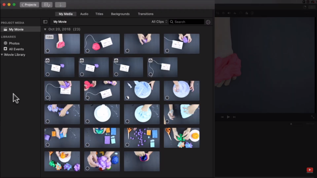 media library on iMovie