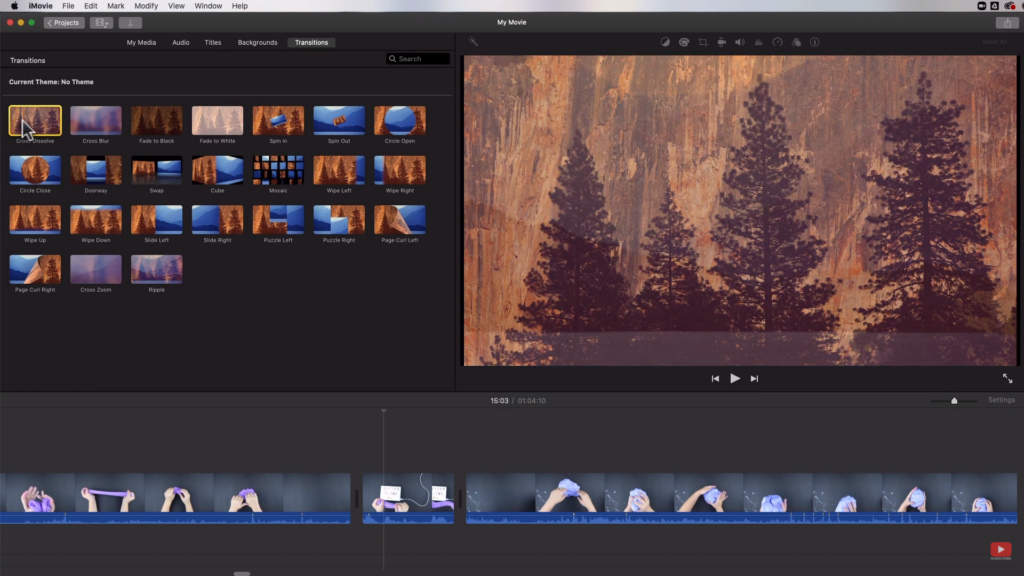 iMovie 2020 transitions