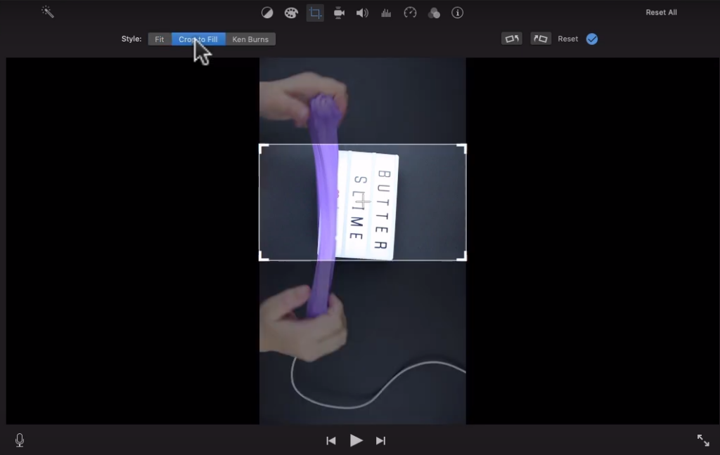 crop to fill on iMovie