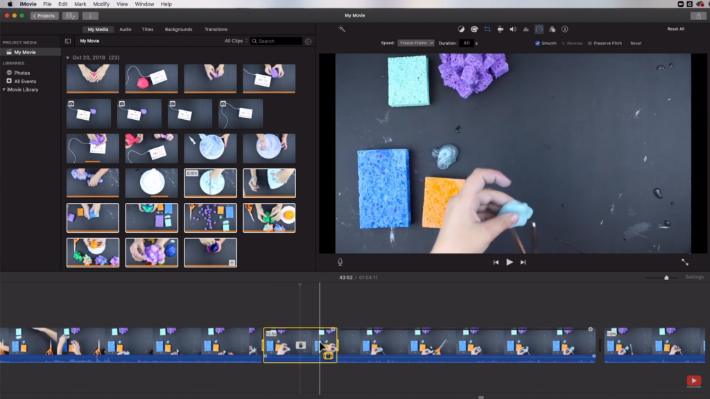 freeze-frame on iMovie