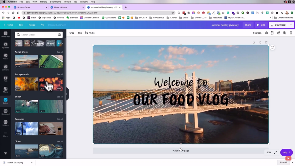 using animated backgrounds in Canva