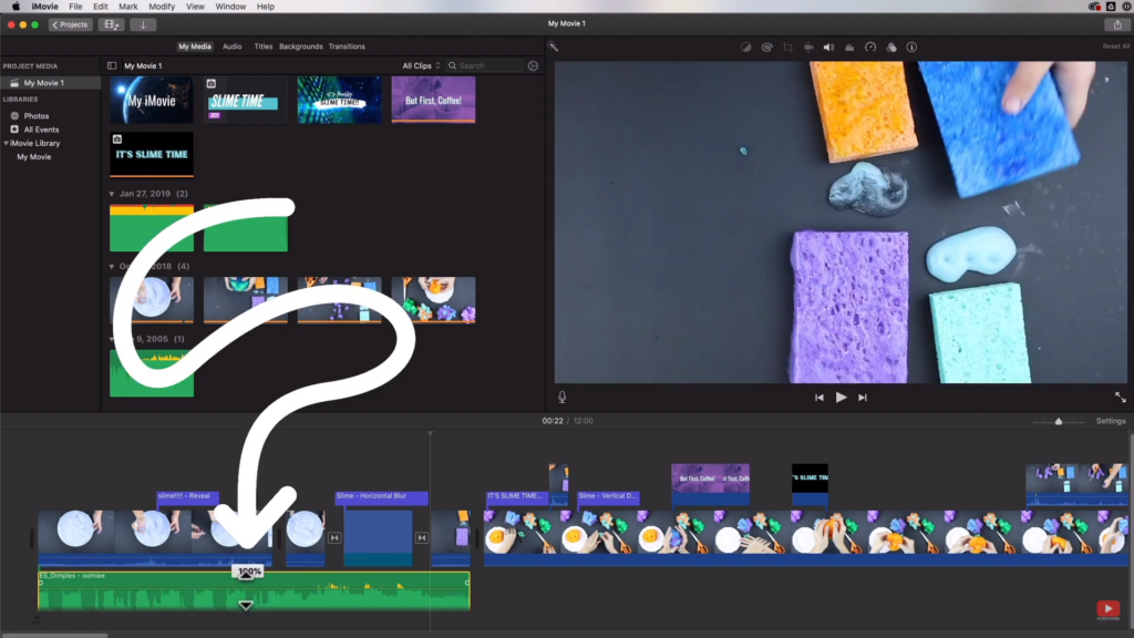 adjusting volumes of audio in iMovie