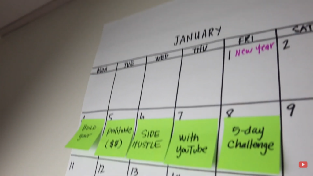 using sticky notes to place reminders on my calendar wall