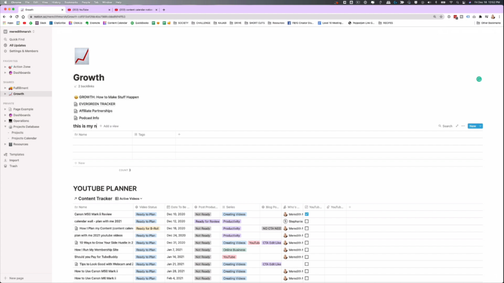 creating a table in notion