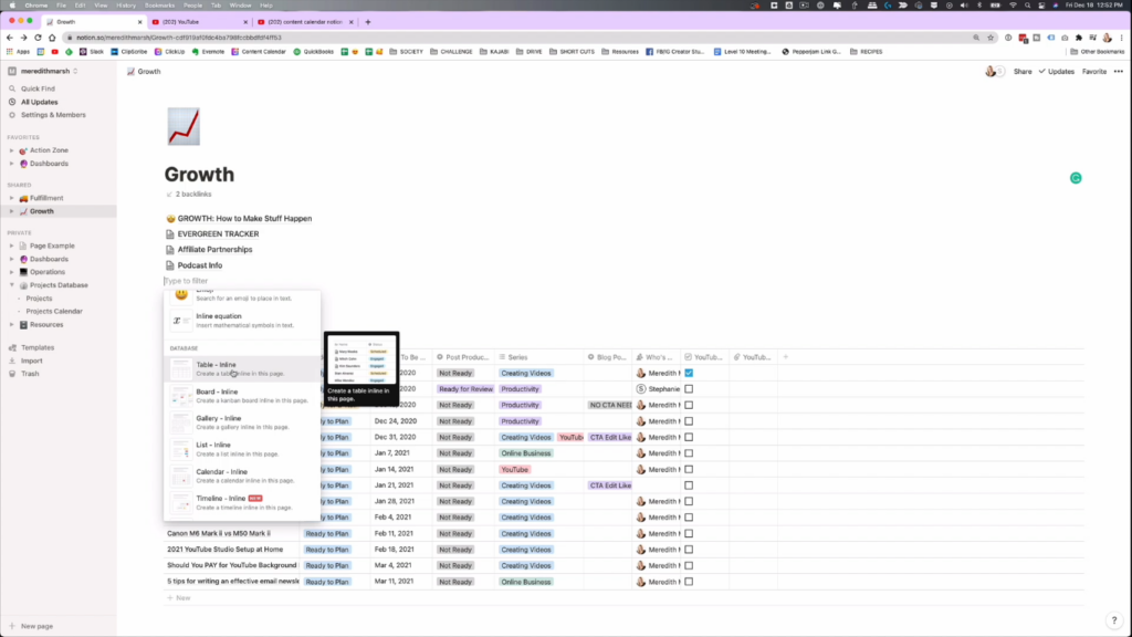 creating your own content calendar in notion