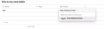 creating cycles in notion table