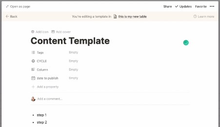 editing your template in notion