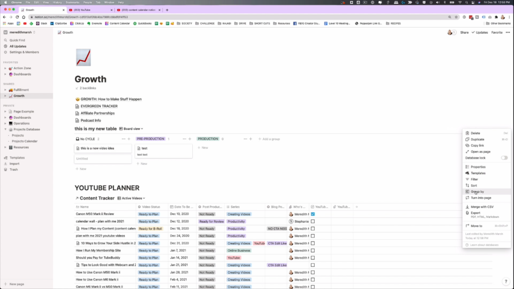 customizing the arrangement of your table in notion