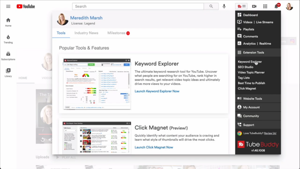 TubeBuddy Keyword Explorer
