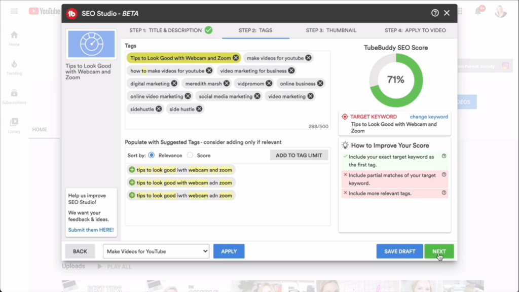 Optimizing YouTube video content tags