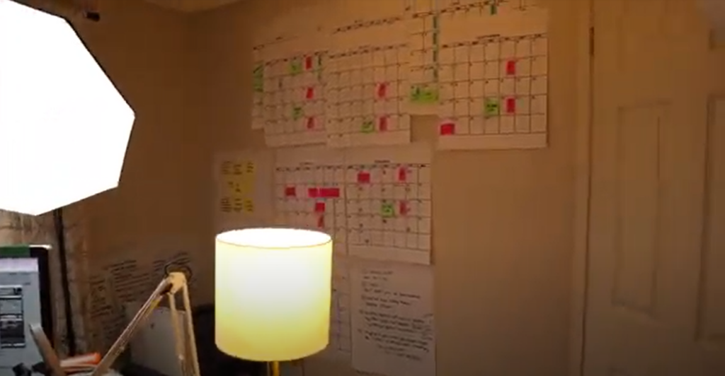 About a year ago, I posted a video on how I created a giant wall-sized calendar.  I've used it for the entire year. I love having a giant calendar on the wall that I can just look up and see anything that I put on there. I can see the date, the date of seven Sundays from now, and I can see it right from my desk. Since it's big, I don't have to strain my eyes to figure out what's on there. It's like a calendar in my brain projected onto the wall. I'm going to recreate this for 2022.