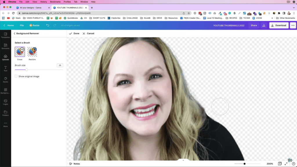 Using canva background removal tool for thumbnail