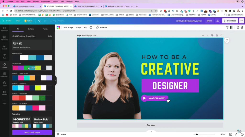 Using canva brand kits for creating my thumbnail design