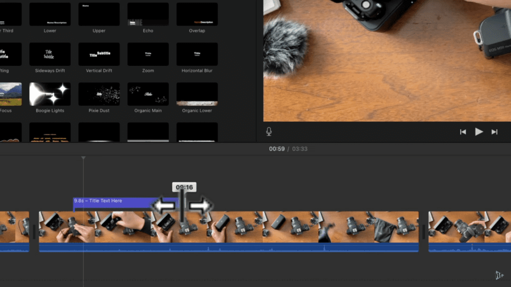 Editing titles and text in iMovie for YouTube videos