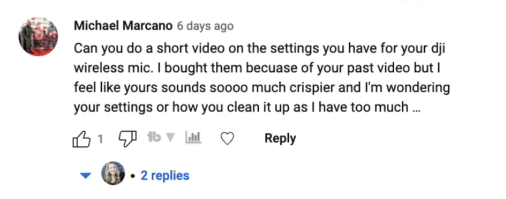 One of my viewers asked me about my DJI mic settings