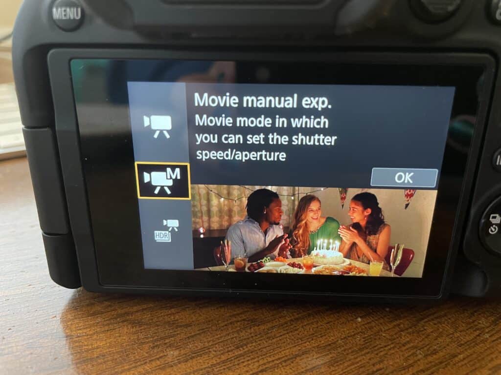 Although the best video setting for YouTube doesn't require manual mode, if you want more advanced settings, set your camera to manual video mode.